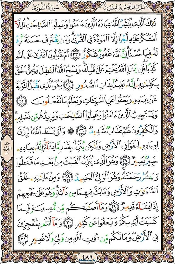 قرآن  عثمان طه با کیفیت بالا صفحه 486